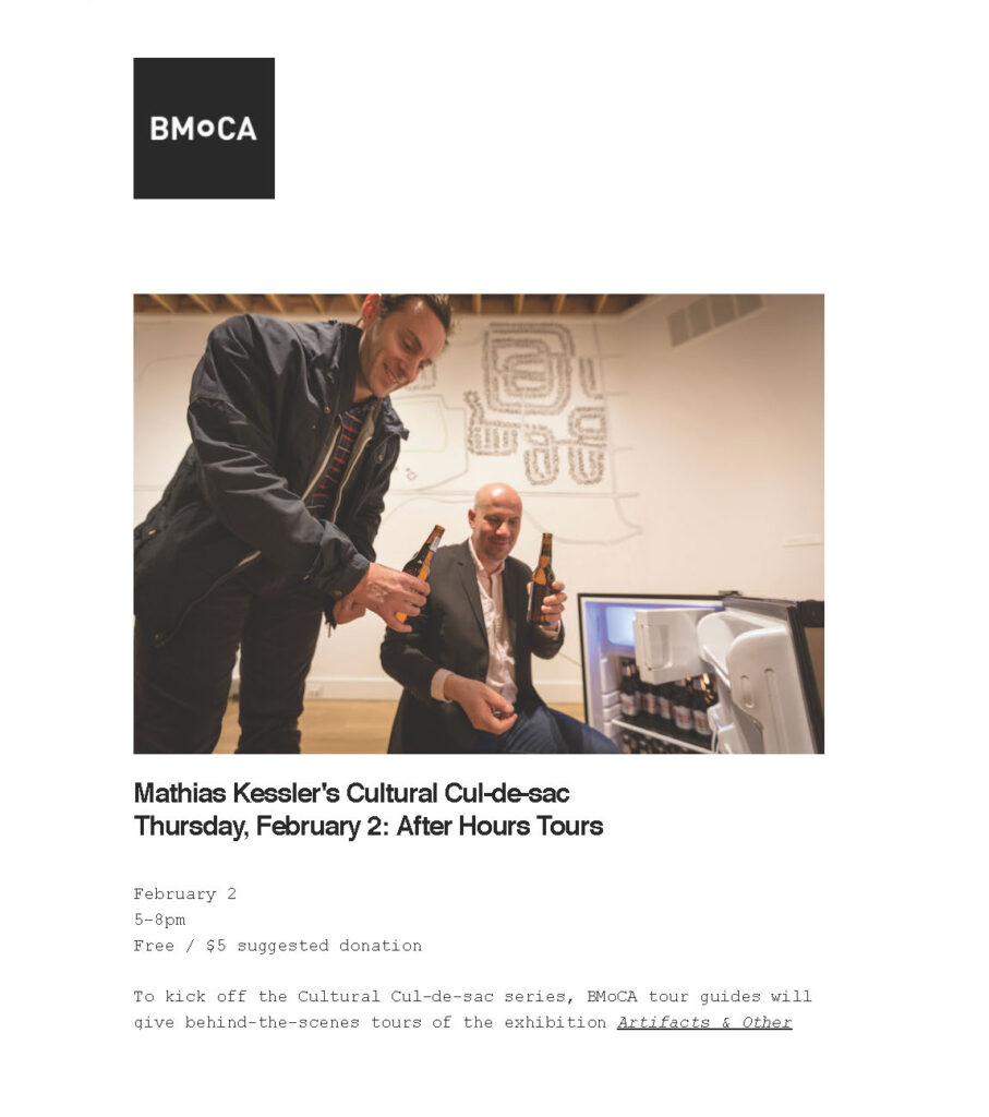 Cultural Cul-de-sac, BMoCA Boulder, 2017 — visitors toasting at the open fridge