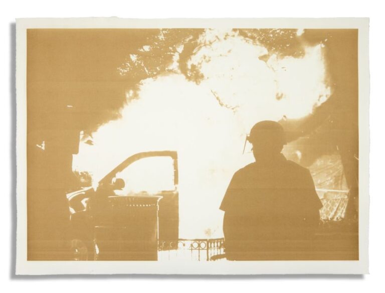 Disasters of Climate Change VII — I Saw It, 2020. Laser-burned print