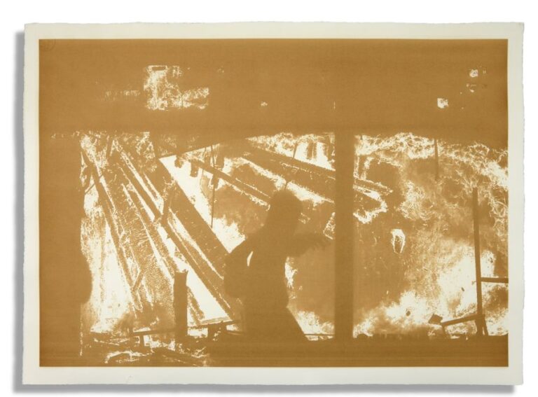 Disasters of Climate Change V — It Is Too Much, 2020. Laser-burned print