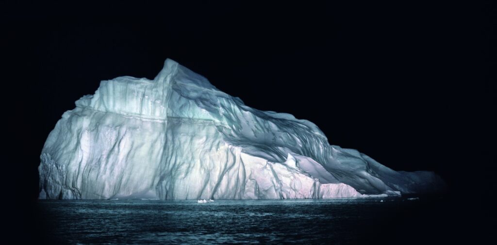 Ilulissat 011_3, Greenland, 2007. Iceberg lit at night