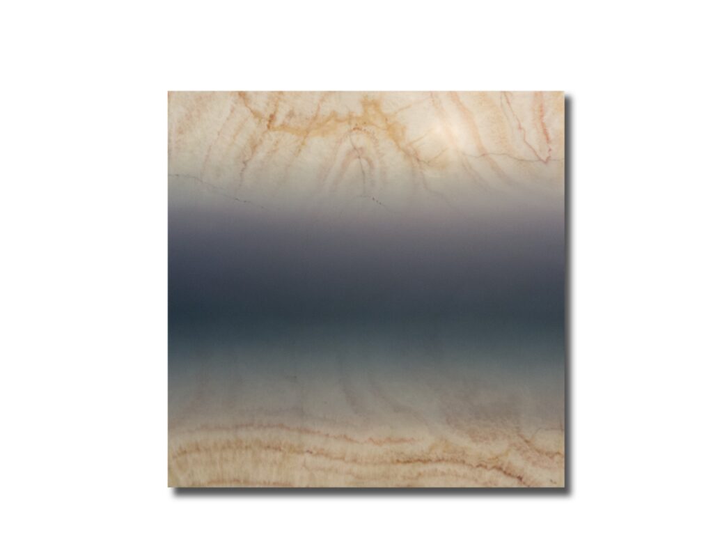 Storm over Ifen, 2016. Brown marble slab, airbrushed gradient, clear epoxy resin, 61 × 62 cm.