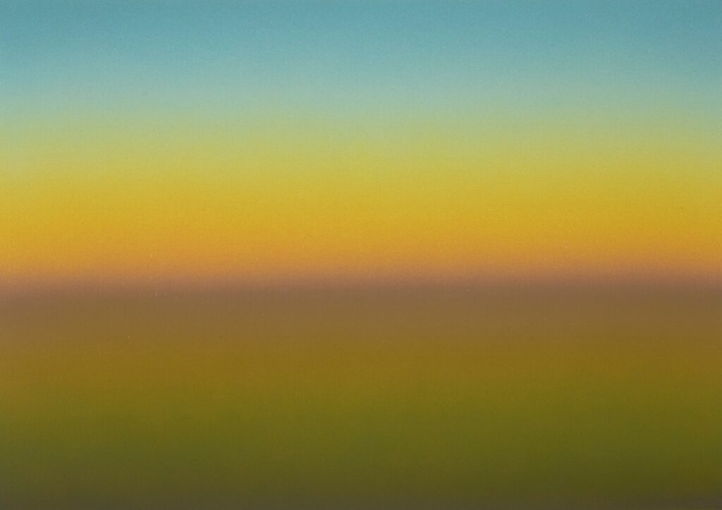 After Edgar Degas, Racehorses in a Landscape, 2025. Airbrush.