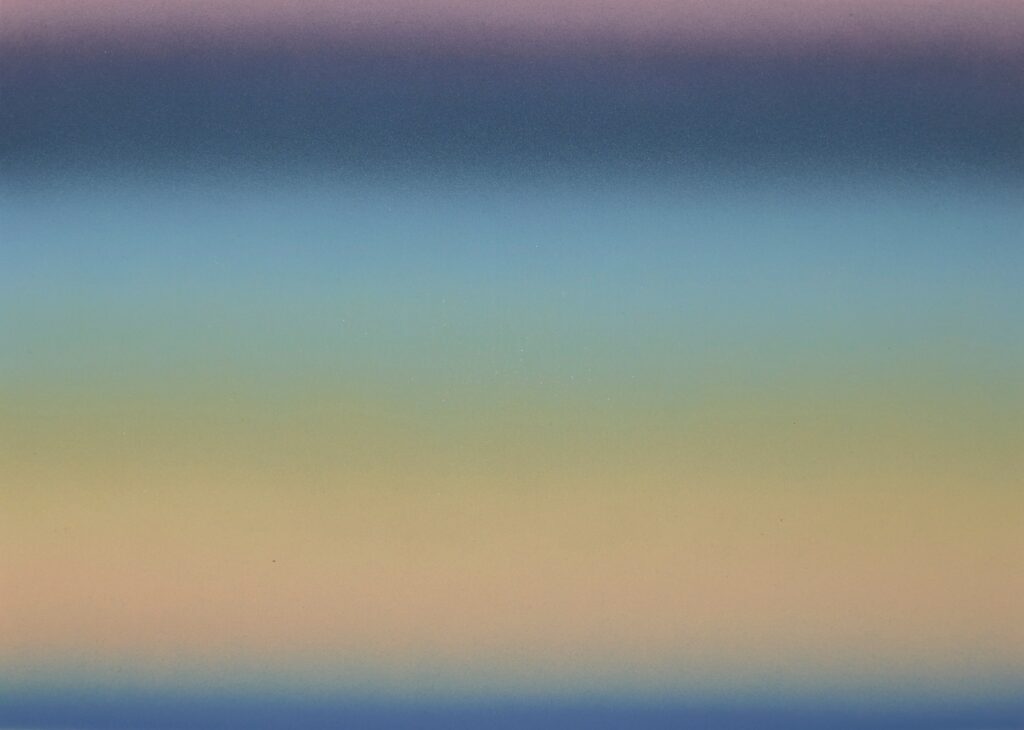 After Caspar David Friedrich, Sea Beach in the Fog, 2025. Airbrush.