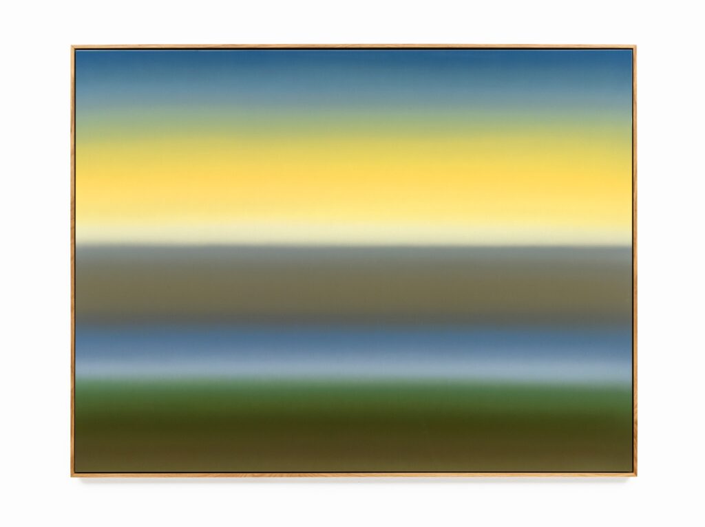 After J.M.W. Turner, Rome, from Mount Aventine (Painting), 2024. Airbrush on Alu-Dibond, oak floating frame, 92 × 125 cm.