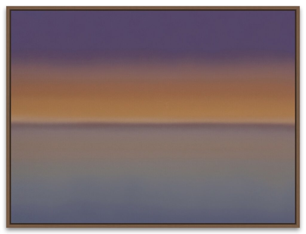 After J.M.W. Turner, Seascape with a Yacht, 2024. Airbrush, oak frame.