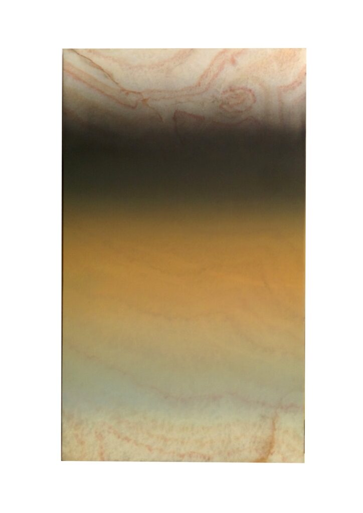 Objects of Unbelonging (marble work), 2016. Black marble slab, airbrushed gradient.