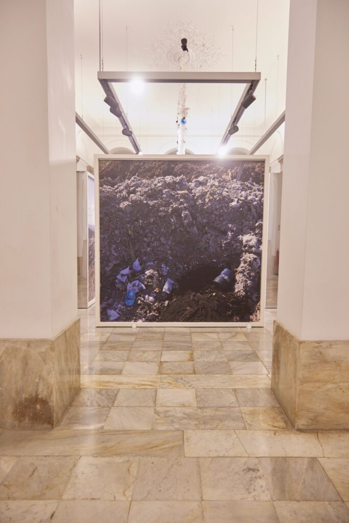Making Something out of Nothing, Austrian Cultural Forum Istanbul (Palais Yeniköy), 2024. Adana aerial print in the marble hall.