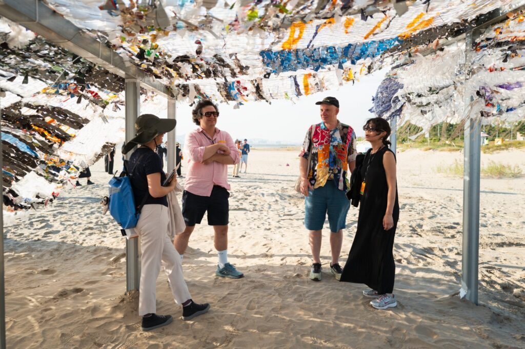 Making Something out of Nothing, Busan Biennale 2025 — Canopy Underneath Visitors