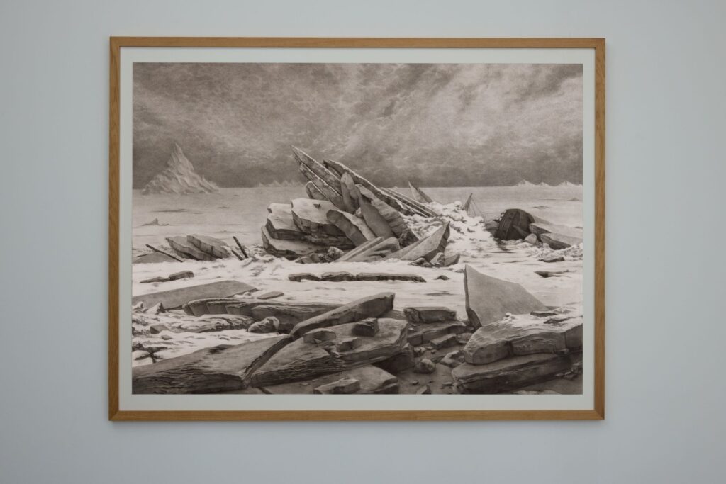 After the Sea of Ice — 1880, 2026. Charcoal on paper (framed)