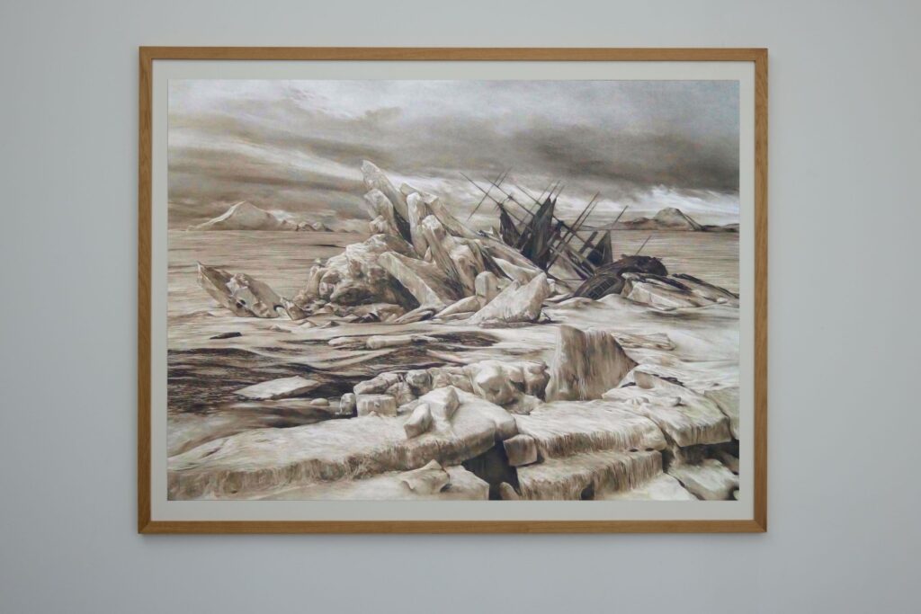 After the Sea of Ice — 1910, 2026. Charcoal on paper (framed)